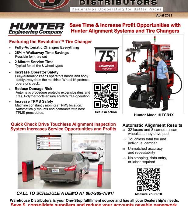 Save Time & Increase Profit Opportunities with Hunter Alignment Systems and Tire Changers