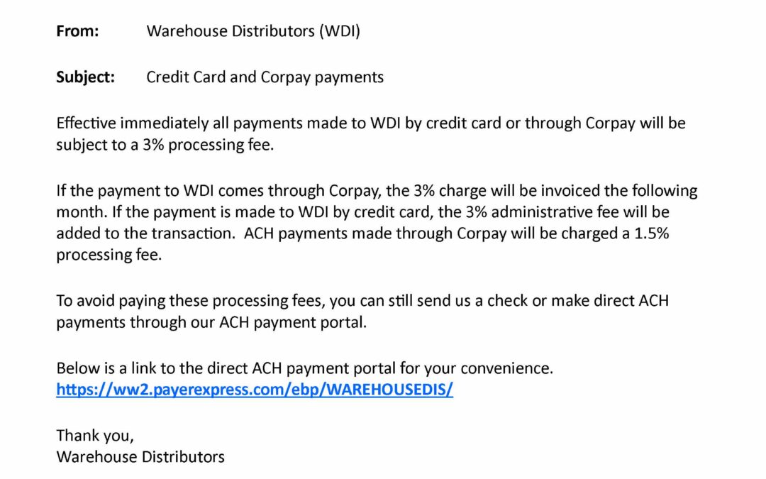 Corpay and ACH Payment Updates